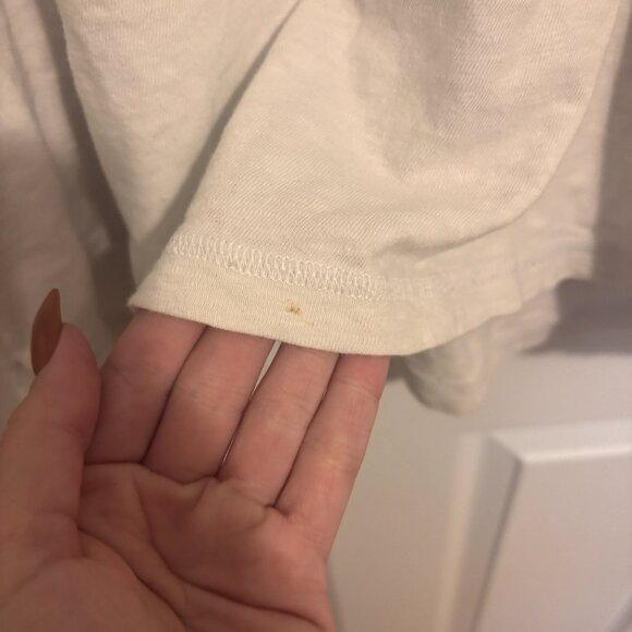 Faherty Mens Sunwashed Organic Cotton Linen T-Shirt Off-White Short Sleeve READ - Picture 6 of 10